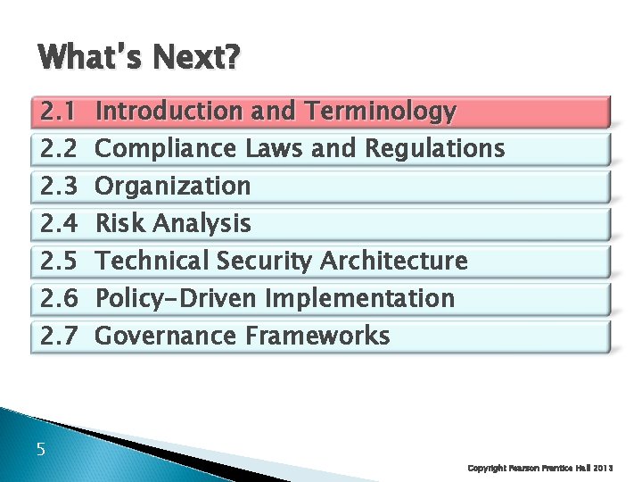 What’s Next? 2. 1 Introduction and Terminology 2. 2 Compliance Laws and Regulations 2.