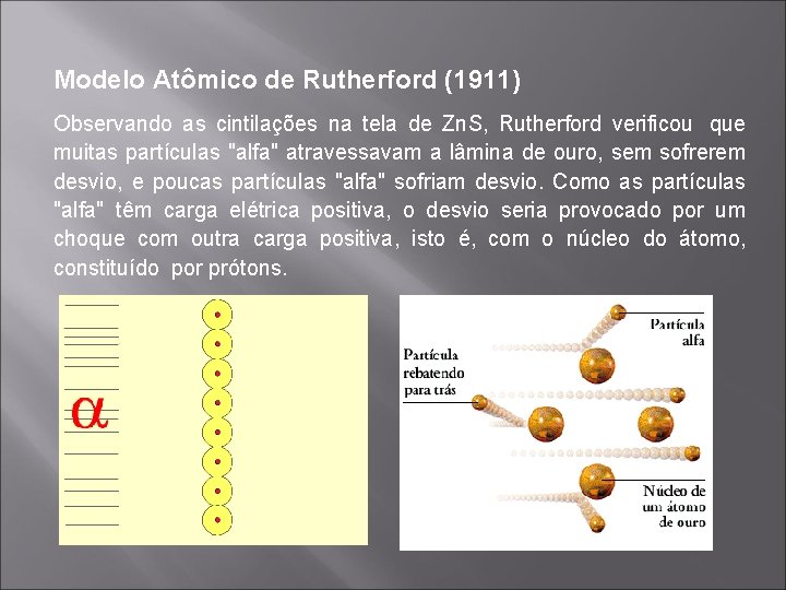 Modelo Atômico de Rutherford (1911) Observando as cintilações na tela de Zn. S, Rutherford
