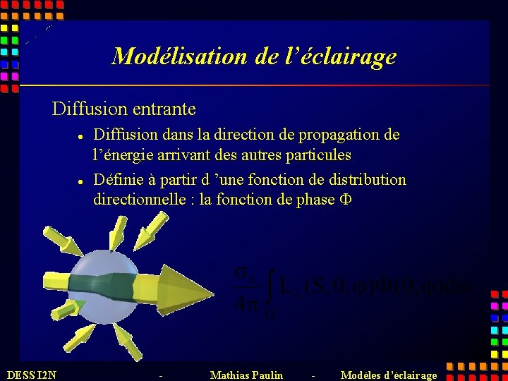 Modélisation de l’éclairage Diffusion entrante l l DESS I 2 N Diffusion dans la