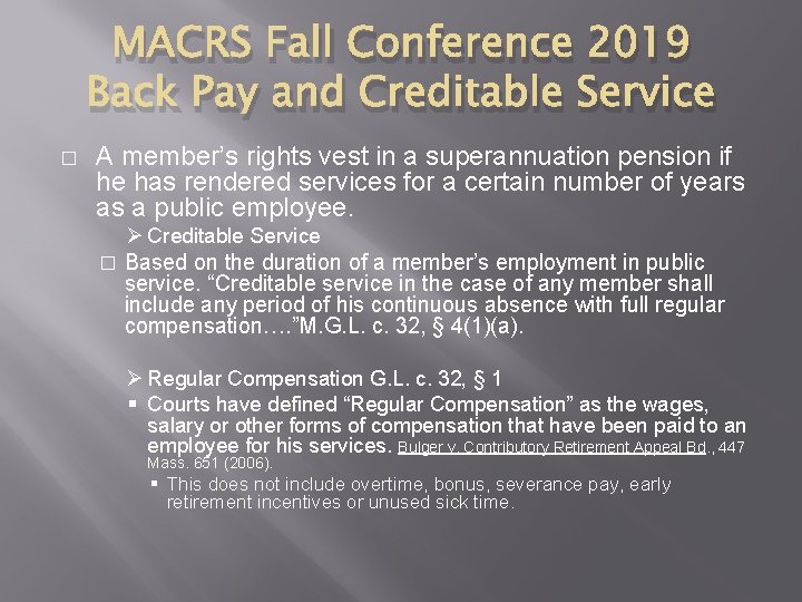 Back Pay and Creditable Service Natacha Thomas Esq