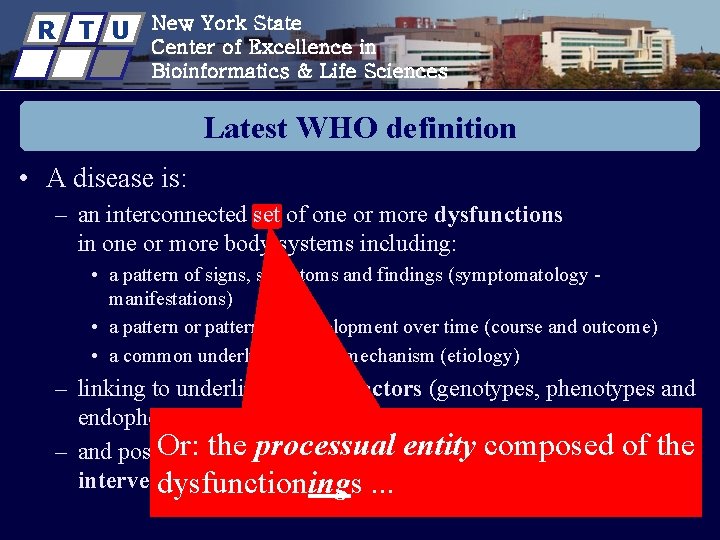 R T U New York State Center of Excellence in Bioinformatics & Life Sciences