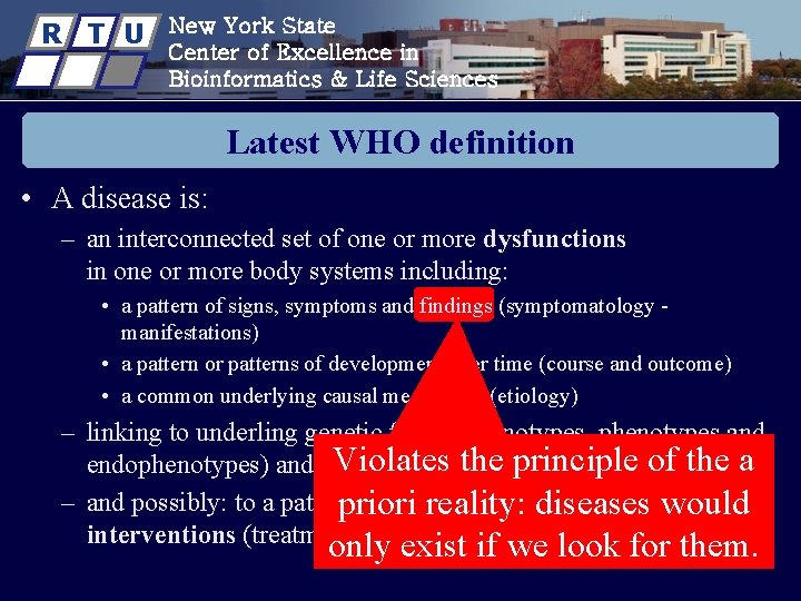R T U New York State Center of Excellence in Bioinformatics & Life Sciences
