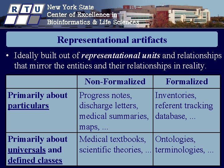 R T U New York State Center of Excellence in Bioinformatics & Life Sciences