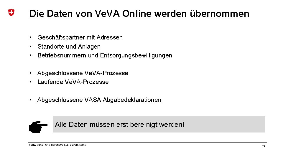 Die Daten von Ve. VA Online werden übernommen • Geschäftspartner mit Adressen • Standorte