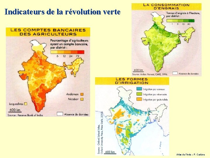 Indicateurs de la révolution verte Atlas de l’Inde – P. Cadène 