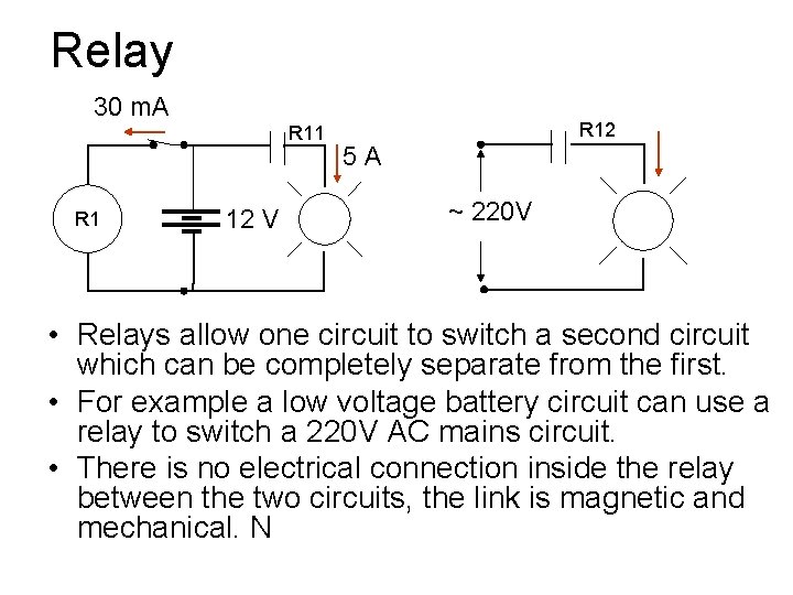 Relay 30 m. A R 11 R 1 12 V R 12 5 A