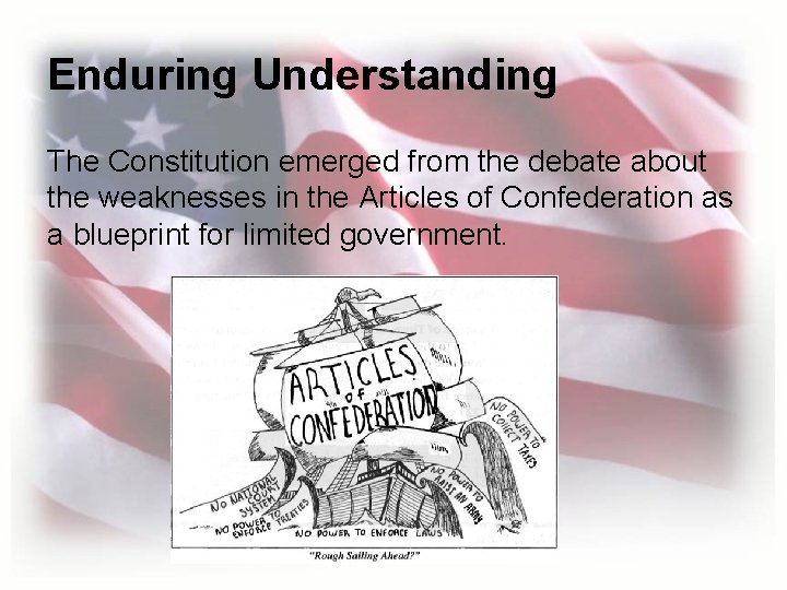 Enduring Understanding The Constitution emerged from the debate about the weaknesses in the Articles Enduring Understanding The Constitution emerged from the debate about the weaknesses in the Articles