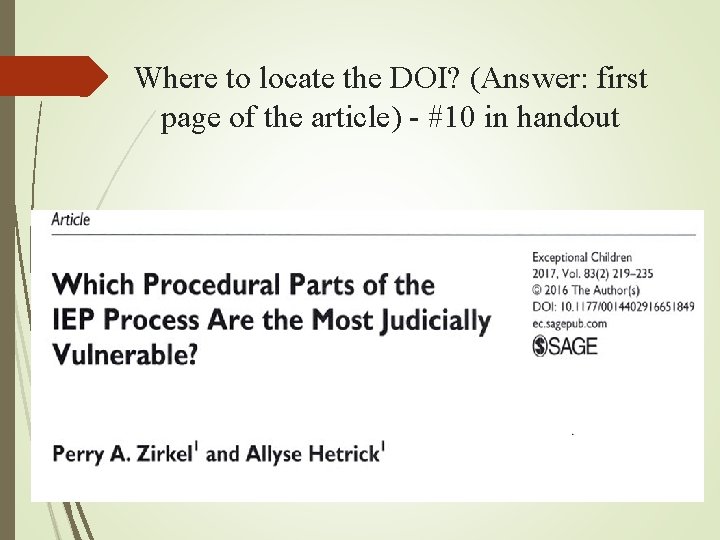 Where to locate the DOI? (Answer: first page of the article) - #10 in Where to locate the DOI? (Answer: first page of the article) - #10 in