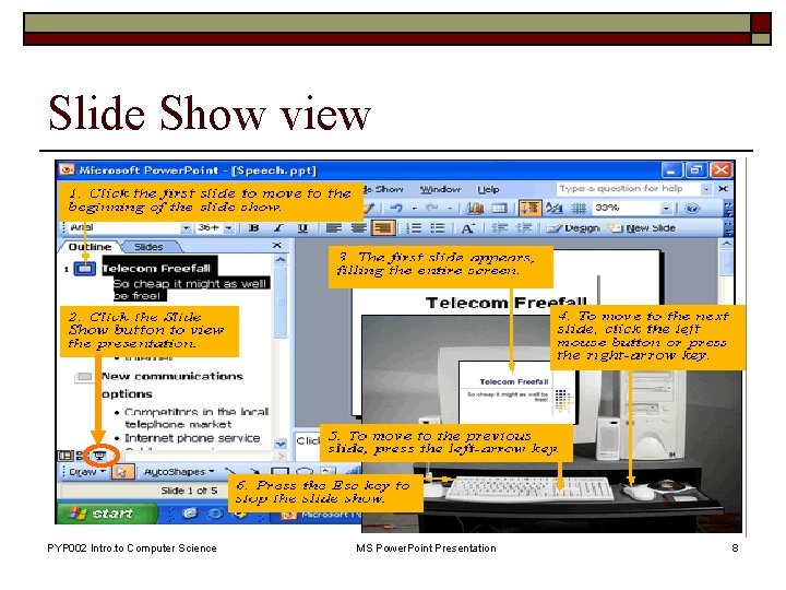 Slide Show view PYP 002 Intro. to Computer Science MS Power. Point Presentation 8