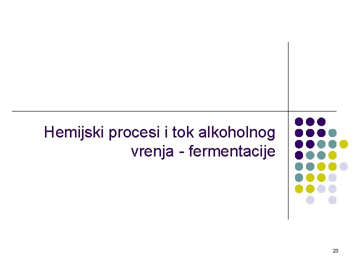 Hemijski procesi i tok alkoholnog vrenja - fermentacije 23 