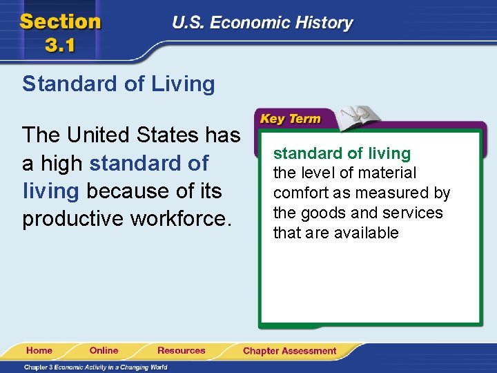 Standard of Living The United States has a high standard of living because of