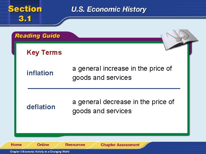 Key Terms inflation a general increase in the price of goods and services deflation