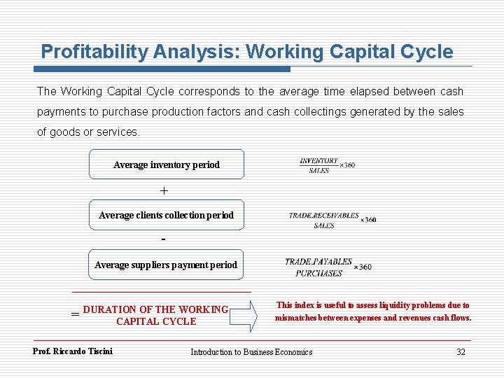 Profitability Analysis: Working Capital Cycle The Working Capital Cycle corresponds to the average time