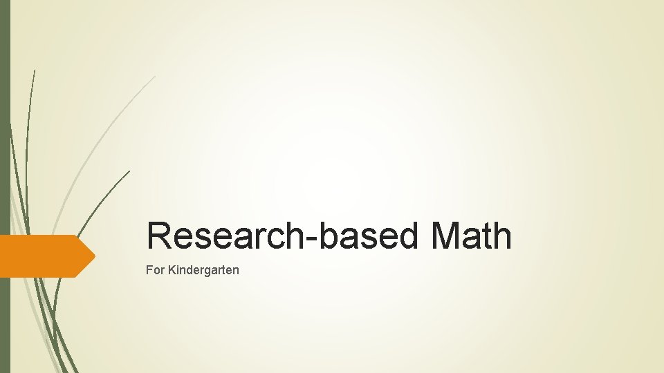 Research-based Math For Kindergarten 