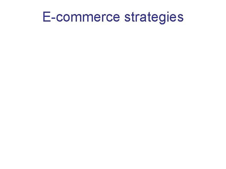 E-commerce strategies E-commerce strategies