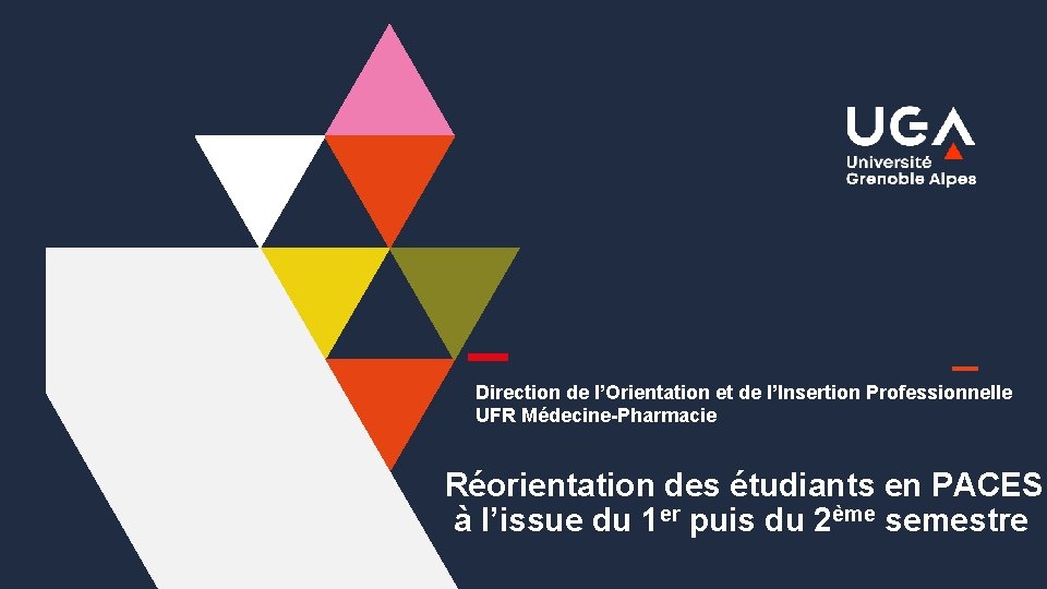 Direction de l’Orientation et de l’Insertion Professionnelle UFR Médecine-Pharmacie Réorientation des étudiants en PACES