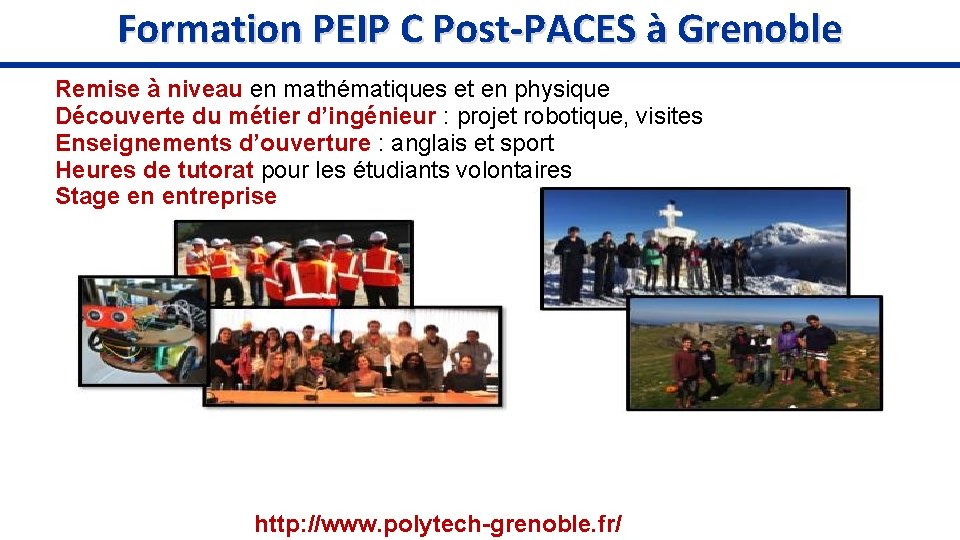Formation PEIP C Post-PACES à Grenoble Remise à niveau en mathématiques et en physique