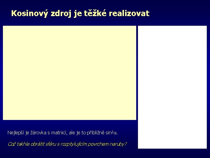 Kosinový zdroj je těžké realizovat Nejlepší je žárovka s matnicí, ale je to přibližně