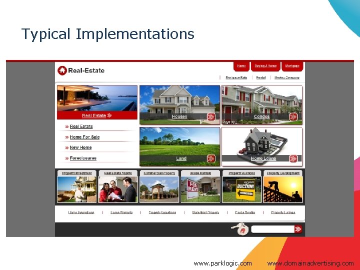 Typical Implementations www. parklogic. com www. domainadvertising. com 