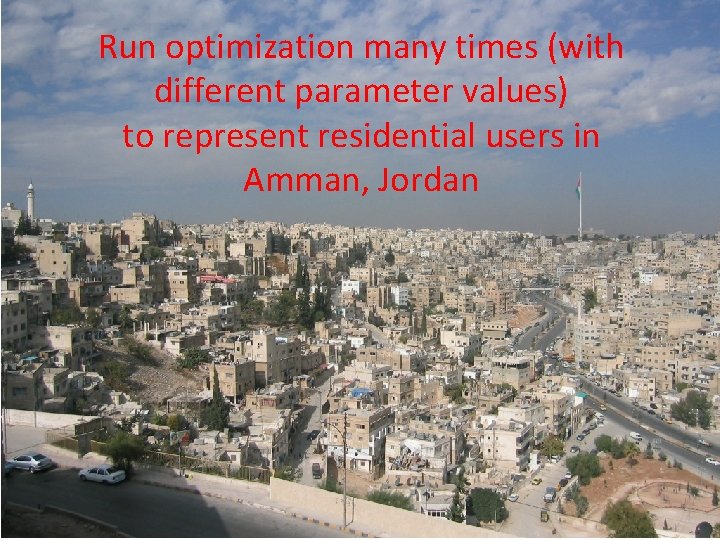Run optimization many times (with different parameter values) to represent residential users in Amman,