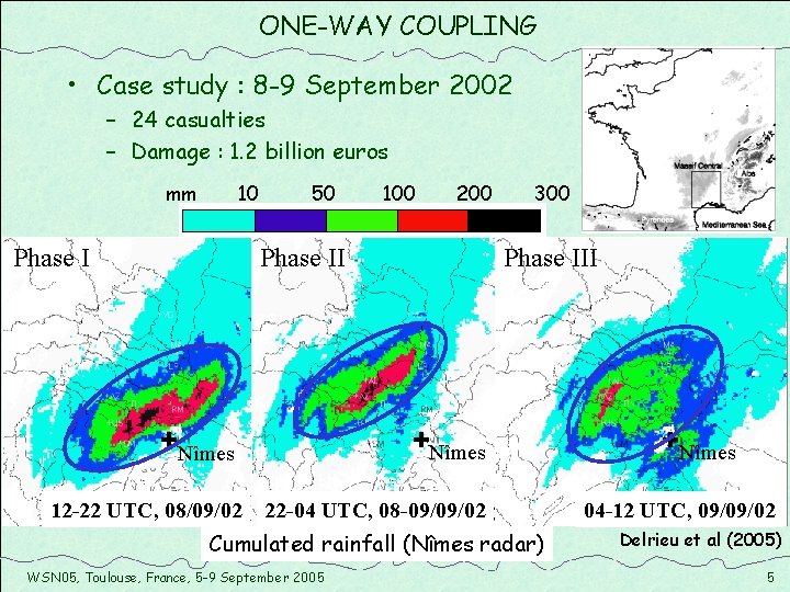 ONE-WAY COUPLING • Case study : 8 -9 September 2002 – 24 casualties –