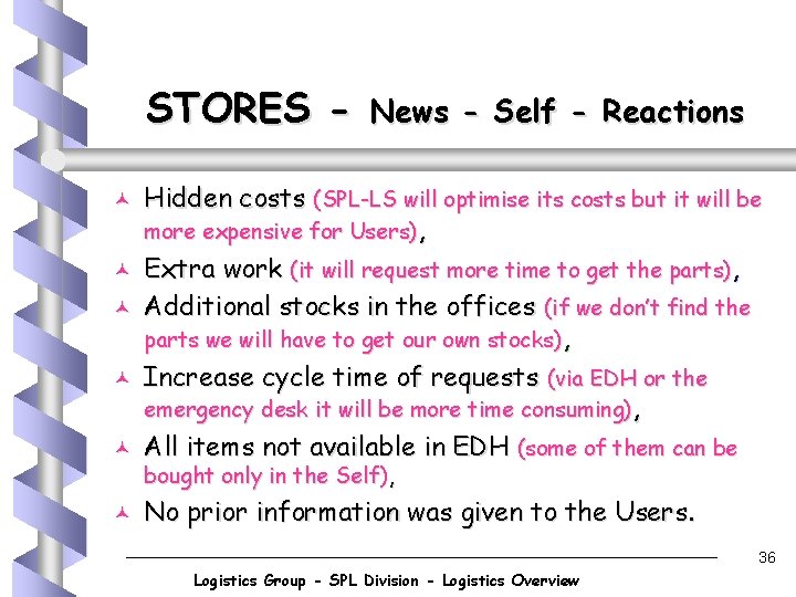 STORES - News - Self - Reactions © Hidden costs (SPL-LS will optimise its