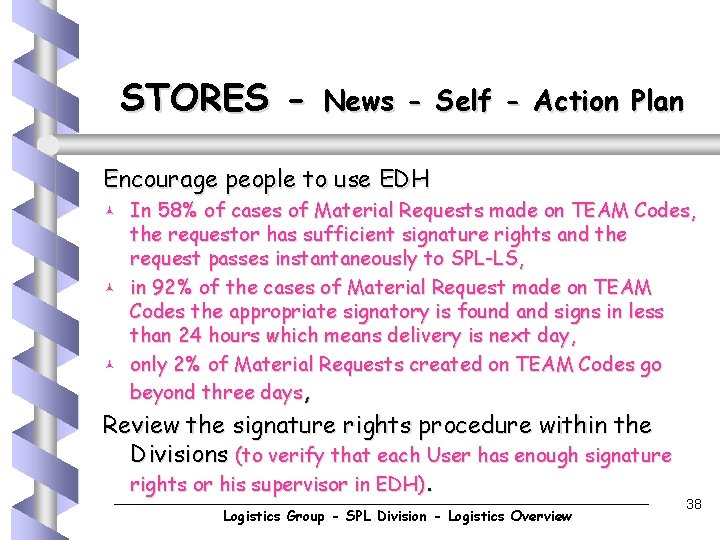 STORES - News - Self - Action Plan Encourage people to use EDH ©