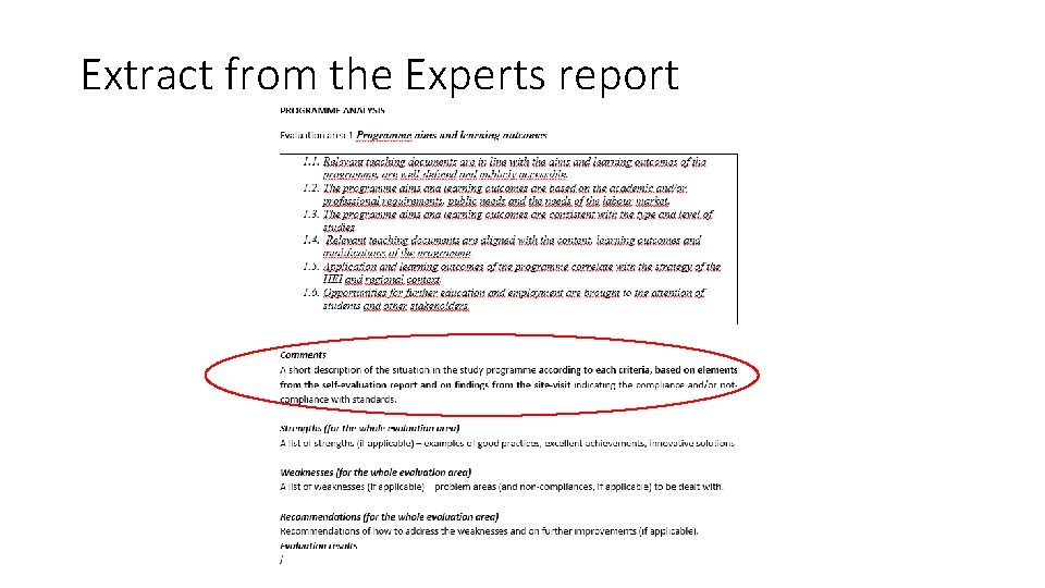 Extract from the Experts report 
