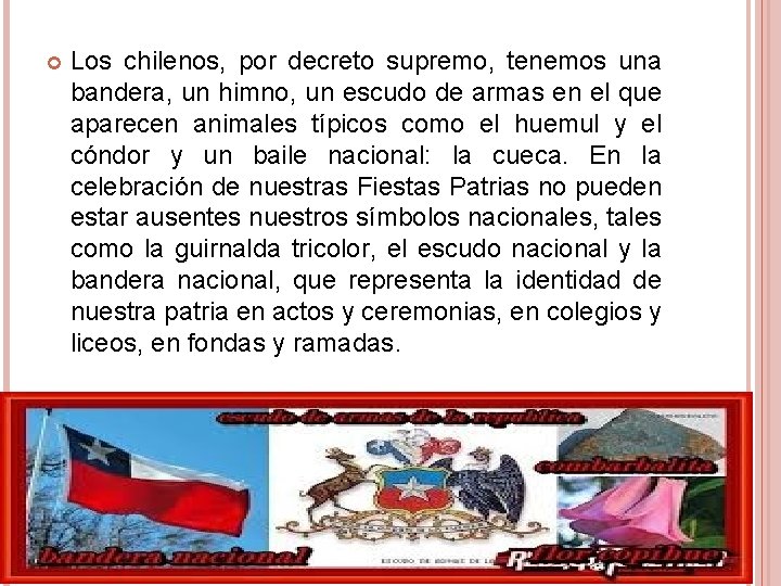  Los chilenos, por decreto supremo, tenemos una bandera, un himno, un escudo de