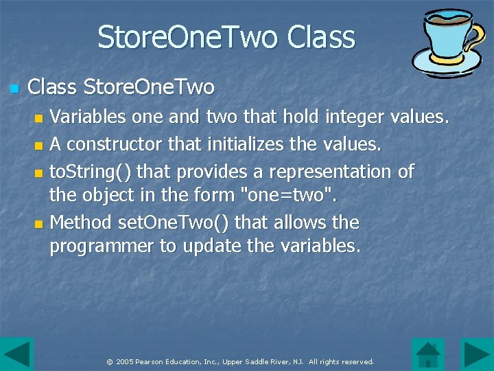 Store. One. Two Class n Class Store. One. Two Variables one and two that
