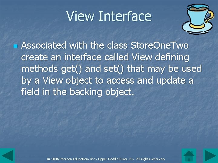 View Interface n Associated with the class Store. One. Two create an interface called