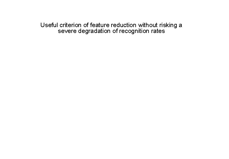 Useful criterion of feature reduction without risking a severe degradation of recognition rates 