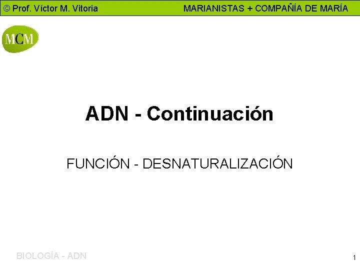 © Prof. Víctor M. Vitoria MARIANISTAS + COMPAÑÍA DE MARÍA ADN - Continuación FUNCIÓN