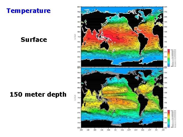 Temperature Surface 150 meter depth 