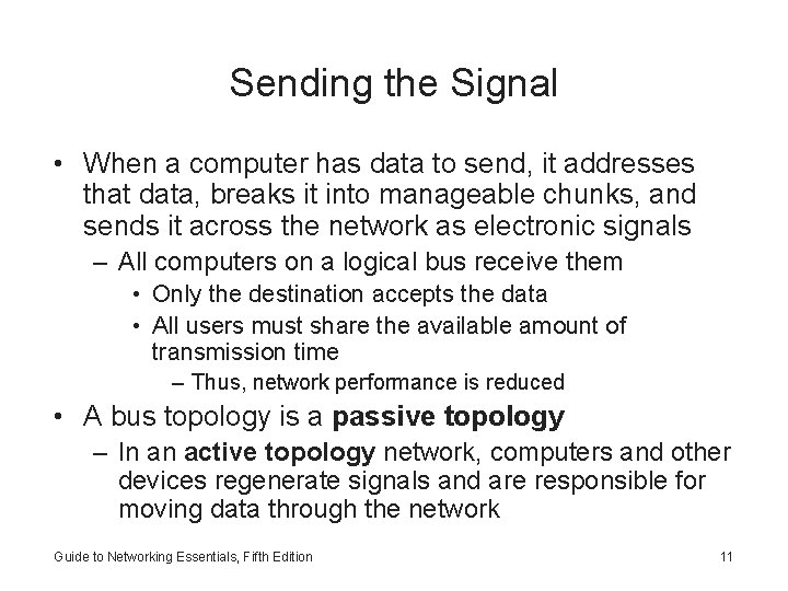 Sending the Signal • When a computer has data to send, it addresses that