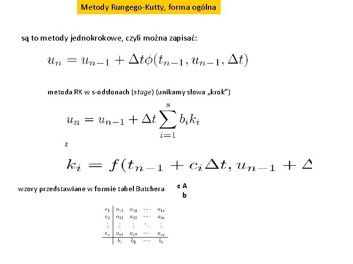 Metody Rungego-Kutty, forma ogólna są to metody jednokrokowe, czyli można zapisać: metoda RK w