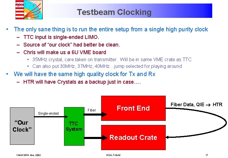 Testbeam Clocking • The only sane thing is to run the entire setup from