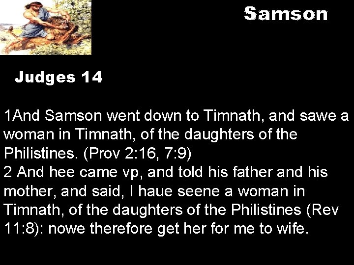Samson Judges 14 1 And Samson went down to Timnath, and sawe a woman