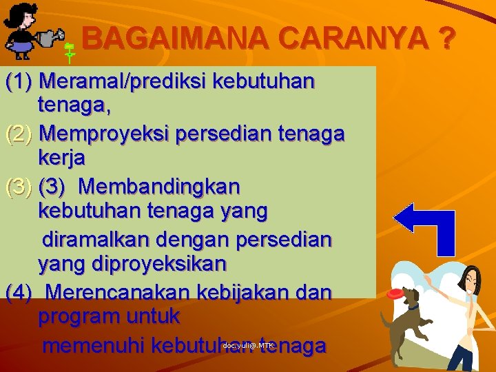 BAGAIMANA CARANYA ? (1) Meramal/prediksi kebutuhan tenaga, (2) Memproyeksi persedian tenaga kerja (3) Membandingkan