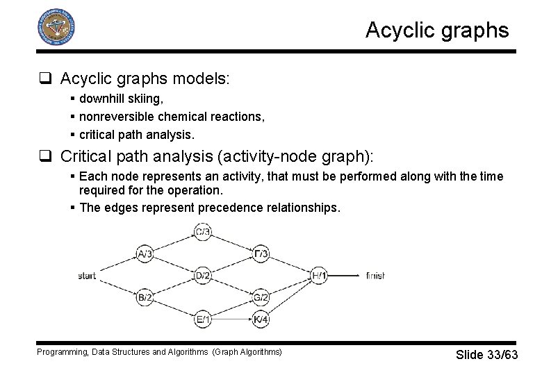 Acyclic graphs q Acyclic graphs models: § downhill skiing, § nonreversible chemical reactions, §