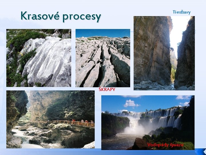 Krasové procesy Tiesňavy ŠKRAPY Vodopády Iguazú 