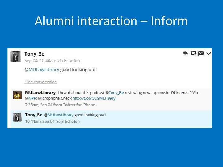 Alumni interaction – Inform 