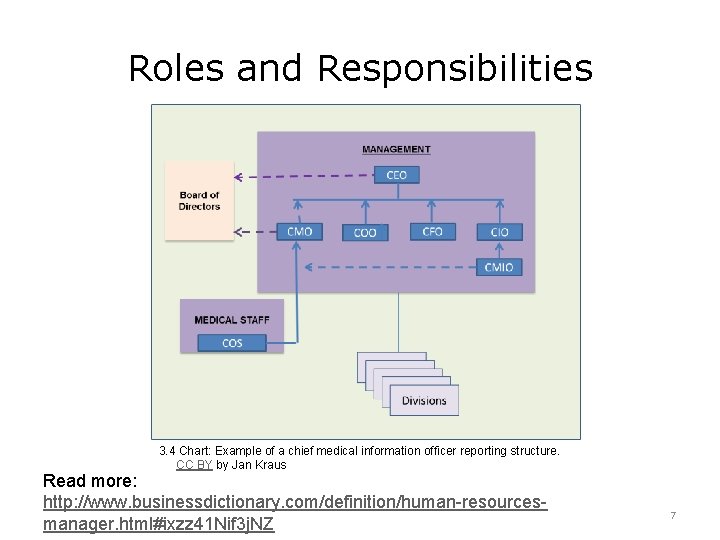 Roles and Responsibilities 3. 4 Chart: Example of a chief medical information officer reporting