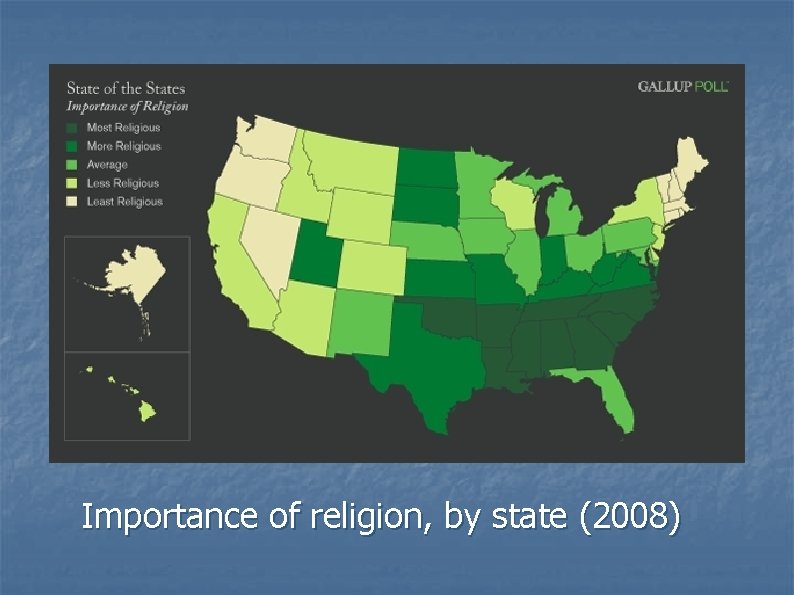 Importance of religion, by state (2008) 