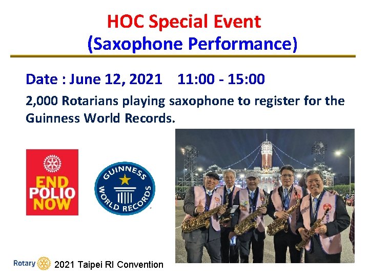 HOC Special Event (Saxophone Performance) Date : June 12, 2021 11: 00 - 15: