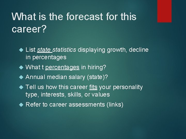 What is the forecast for this career? List state statistics displaying growth, decline in