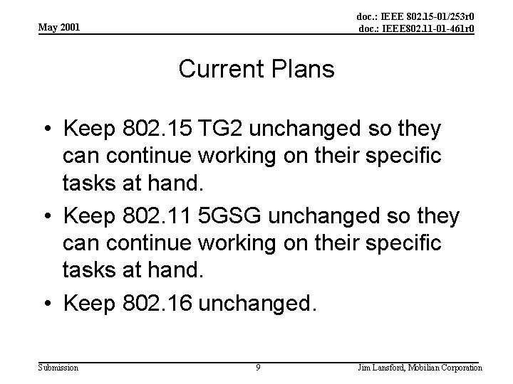 doc. : IEEE 802. 15 -01/253 r 0 doc. : IEEE 802. 11 -01