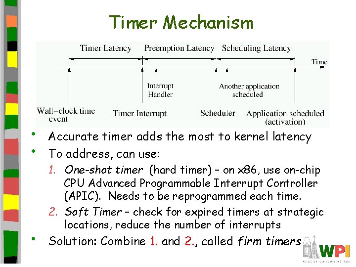 Timer Mechanism • • Accurate timer adds the most to kernel latency To address,