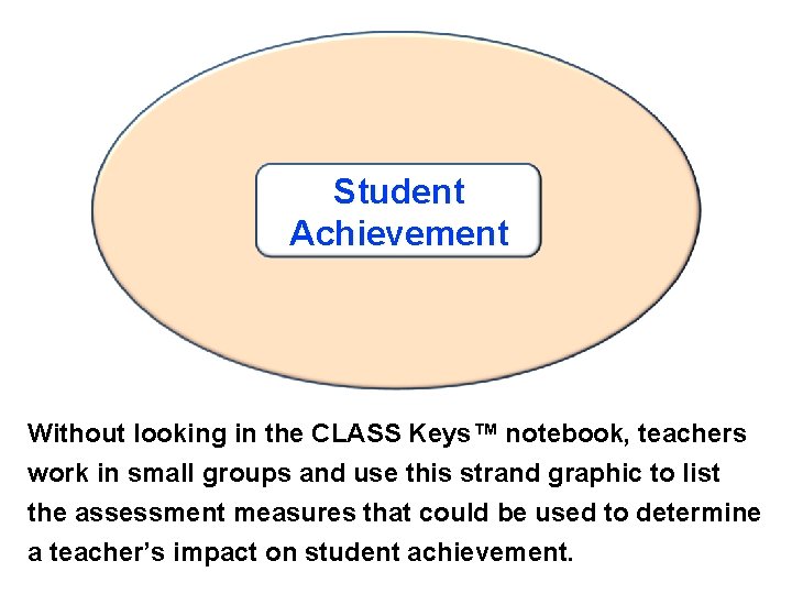 Student Achievement Without looking in the CLASS Keys™ notebook, teachers work in small groups Student Achievement Without looking in the CLASS Keys™ notebook, teachers work in small groups