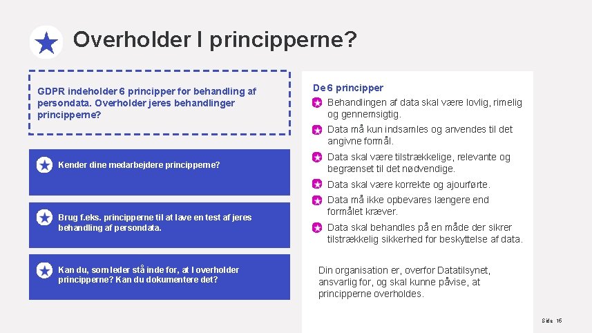 Overholder I principperne? GDPR indeholder 6 principper for behandling af persondata. Overholder jeres behandlinger